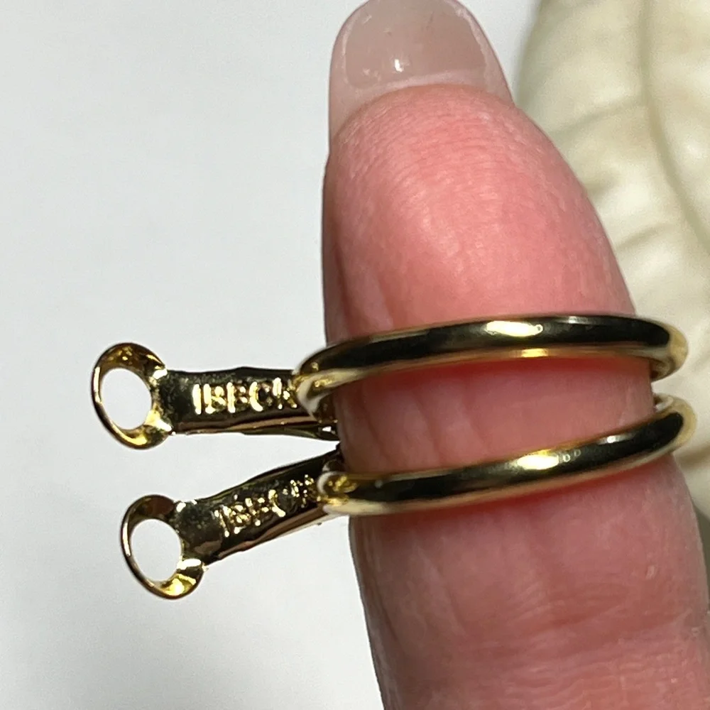 IBBCN Stamped Hoop Pierced Earrings Gold Vermeil 5/8 Inch Long 1/16